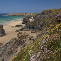 Buy canvas prints of Bedruthan Steps by Thomas Schaeffer