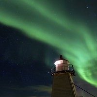 Buy canvas prints of Aurora Borealis at the lighthouse by Thomas Schaeffer