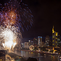 Buy canvas prints of Fireworks over Frankfurt by Thomas Schaeffer