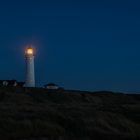 Buy canvas prints of Hirtshals lighthouse at night by Thomas Schaeffer