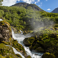 Buy canvas prints of Waterfall at Briksdalsbreen by Thomas Schaeffer