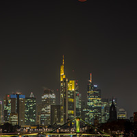 Buy canvas prints of Bloodmoon over  Frankfurt by Thomas Schaeffer
