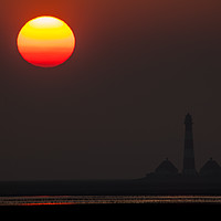 Buy canvas prints of Westerhever Lighthouse at sunset by Thomas Schaeffer