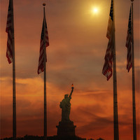 Buy canvas prints of LIBERTY ISLAND SUNSET by Tom York