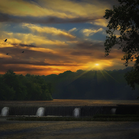 Buy canvas prints of August Sunset On The Dam  by Tom York