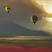 Buy canvas prints of Hot Air Balloons At Sunset by Tom York