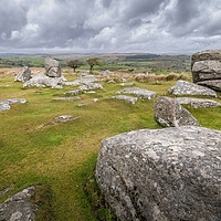 Buy canvas prints of Dartmoor National Park Combstone Tor by Simon Litchfield