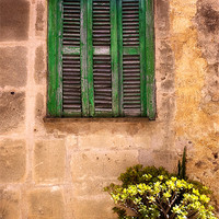 Buy canvas prints of Sunbaked Shutters by Simon Litchfield