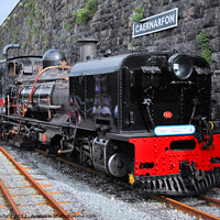 Buy canvas prints of welsh highland railway loco 87 at caernarfon by John Basford