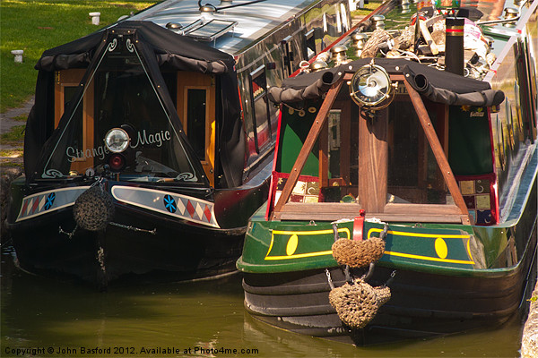Kennet and Avon Narrow Boats Picture Board by John Basford