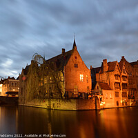 Buy canvas prints of The Rozenhoedkaai canal Bruges by Sarah Waddams