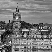 Buy canvas prints of Calton Hill and Balmoral Clock Tower from the Scott Monument by Joyce Storey