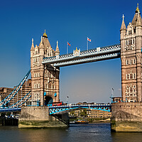 Buy canvas prints of London Bus on Tower Bridge by Joyce Storey