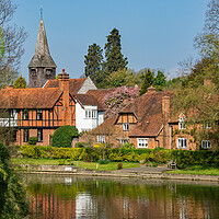 Buy canvas prints of Church Cottages from Whitchurch Bridge by Joyce Storey