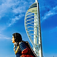 Buy canvas prints of Figurehead in front of the Spinnaker  by Joyce Storey