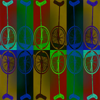 Buy canvas prints of Unicycles, Warhol style by Ashley Paddon