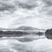 Buy canvas prints of Loch Venachar, The Trossachs. Scotland. Monotone by Paul Appleby