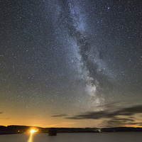 Buy canvas prints of  Milky Way over Kielder Water by Paul Appleby