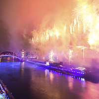 Buy canvas prints of   Great North Run Million Opening Ceremony - Firew by Paul Appleby