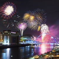 Buy canvas prints of  Newcastle upon Tyne, NYE Fireworks 2014/15 by Paul Appleby