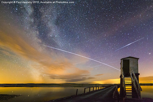  ISS Passing over Lindisfarne Causeway Framed Print by Paul Appleby