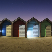 Buy canvas prints of  Night at Blyth Beach Huts by Paul Appleby