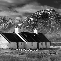 Buy canvas prints of Blackjack Cottage, Glencoe - Black & White by Paul Appleby