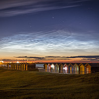 Buy canvas prints of Noctilucent Clouds over Blyth Beach Huts by Paul Appleby