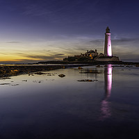Buy canvas prints of St. Mary's Lighthouse - Midnight Light by Paul Appleby