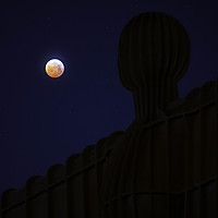 Buy canvas prints of Super Blood Wolf Moon 2019 Angel of the North by Paul Appleby