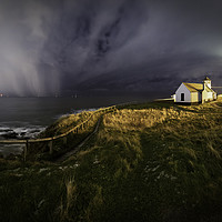 Buy canvas prints of Night Time Snow Shower Passing Seaton Sluice by Paul Appleby