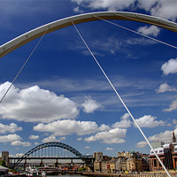 Buy canvas prints of Tyne Bridges with Blue Sky by Paul Appleby