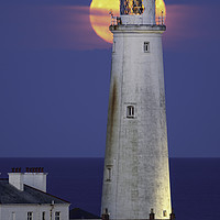 Buy canvas prints of St. Mary's Lighthouse - Full Moon Rising by Paul Appleby