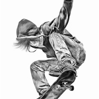 Buy canvas prints of Skateboarding Jump by Julie Hoddinott