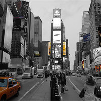 Buy canvas prints of Time Square New York with yellow cab by Thomas Stroehle