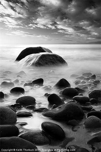 Alnmouth Beach Rocks bw Picture Board by Keith Thorburn EFIAP/b