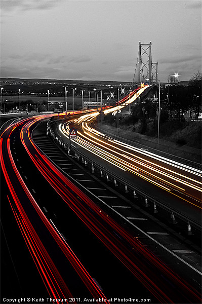Trail Lights to Forth Road Bridge Picture Board by Keith Thorburn EFIAP/b