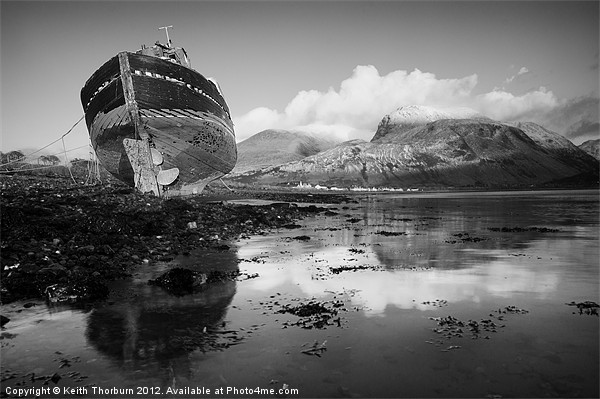 Ben Nevis with Old Boat Picture Board by Keith Thorburn EFIAP/b