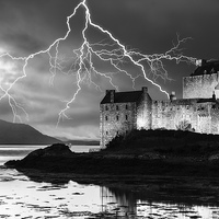 Buy canvas prints of Lightning over Eilean Donan Castle by Keith Thorburn EFIAP/b
