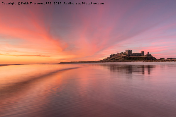 Bamburgh Castle Sunrise Picture Board by Keith Thorburn EFIAP/b