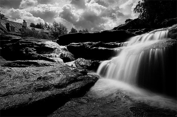 Falls of Dochart BW Picture Board by Keith Thorburn EFIAP/b