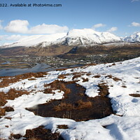 Buy canvas prints of Ben Nevis & Fort William in March. by John Cameron