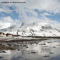 Buy canvas prints of Ben Nevis and the Village of Caol in Winter. by John Cameron