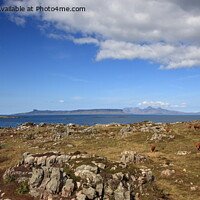 Buy canvas prints of Isles of Rum and Eigg from Rhu in Arisaig. by John Cameron