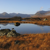 Buy canvas prints of  Autumn colours, Loch Ba. by John Cameron