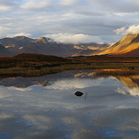 Buy canvas prints of Morning light on the Black Mount on Rannoch Moor. by John Cameron