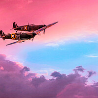 Buy canvas prints of Spitfires over Duxford by J Biggadike