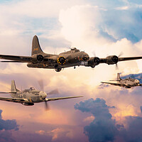 Buy canvas prints of B17 Bomber and Little Friends by J Biggadike