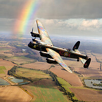 Buy canvas prints of Lancaster Bomber Stormy Flight  by J Biggadike