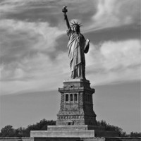 Buy canvas prints of Lady Liberty B&W by J Biggadike
